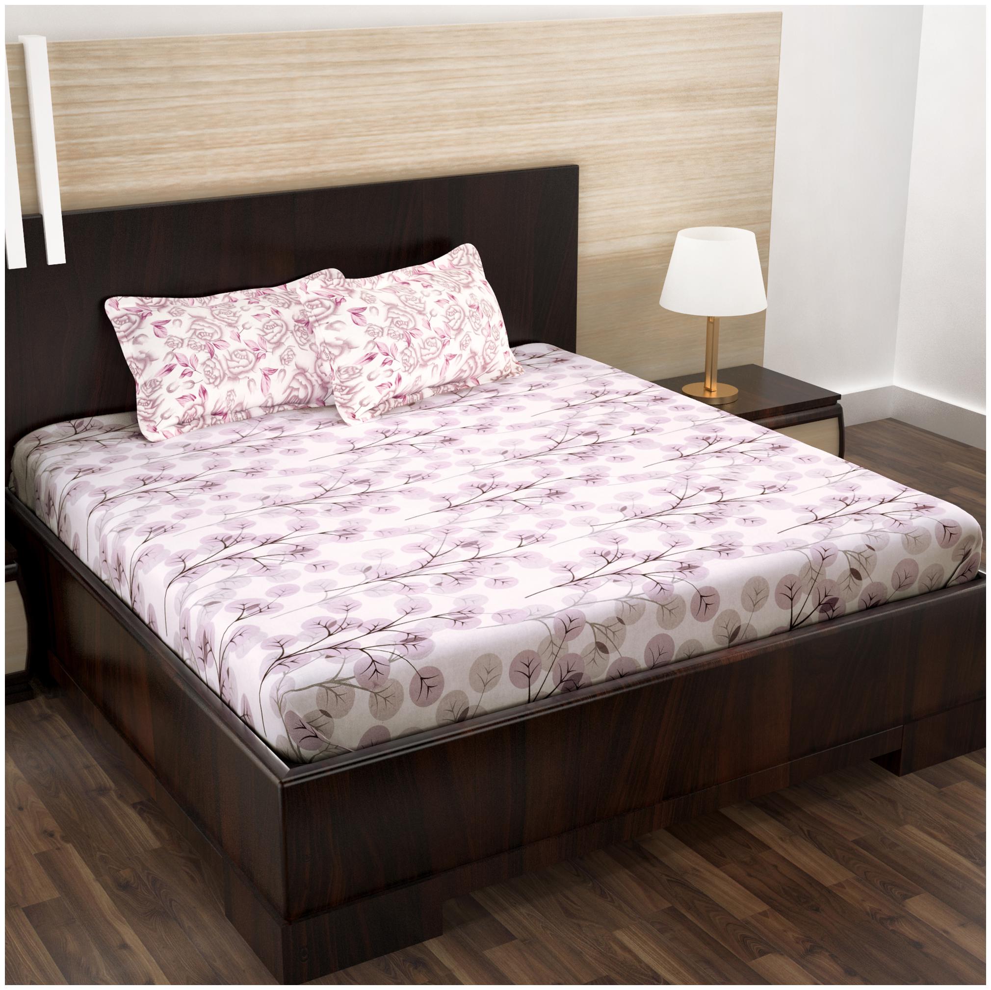 

Story Home Cotton Floral Double Size Bedsheet 152 TC ( 1 Bedsheet With 2 Pillow Covers Pink )