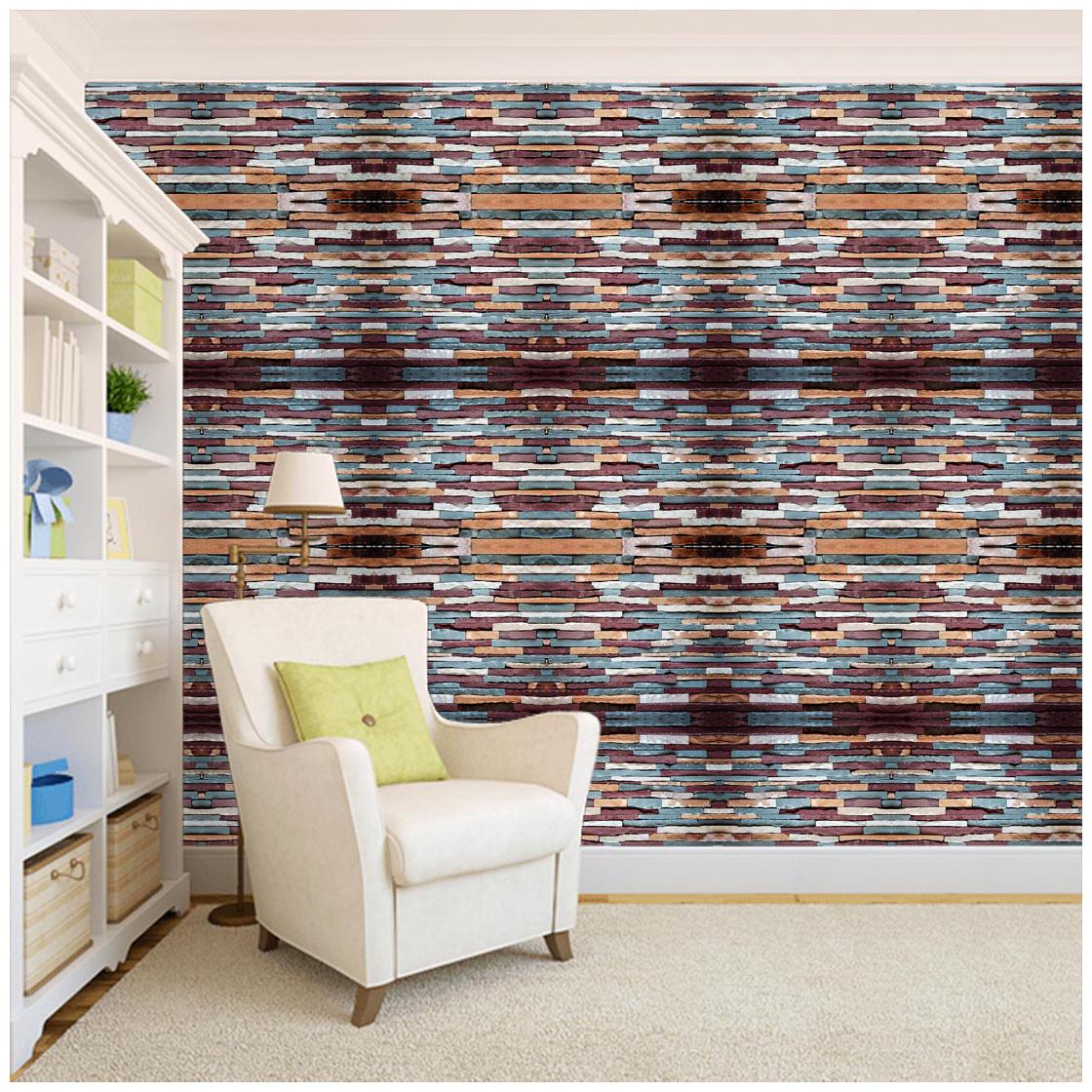 

100yellow 3D Bricks Theme Printed Peel and Stick Decor Wallpaper (PVC Vinyl 26 7 Sqft Multi)