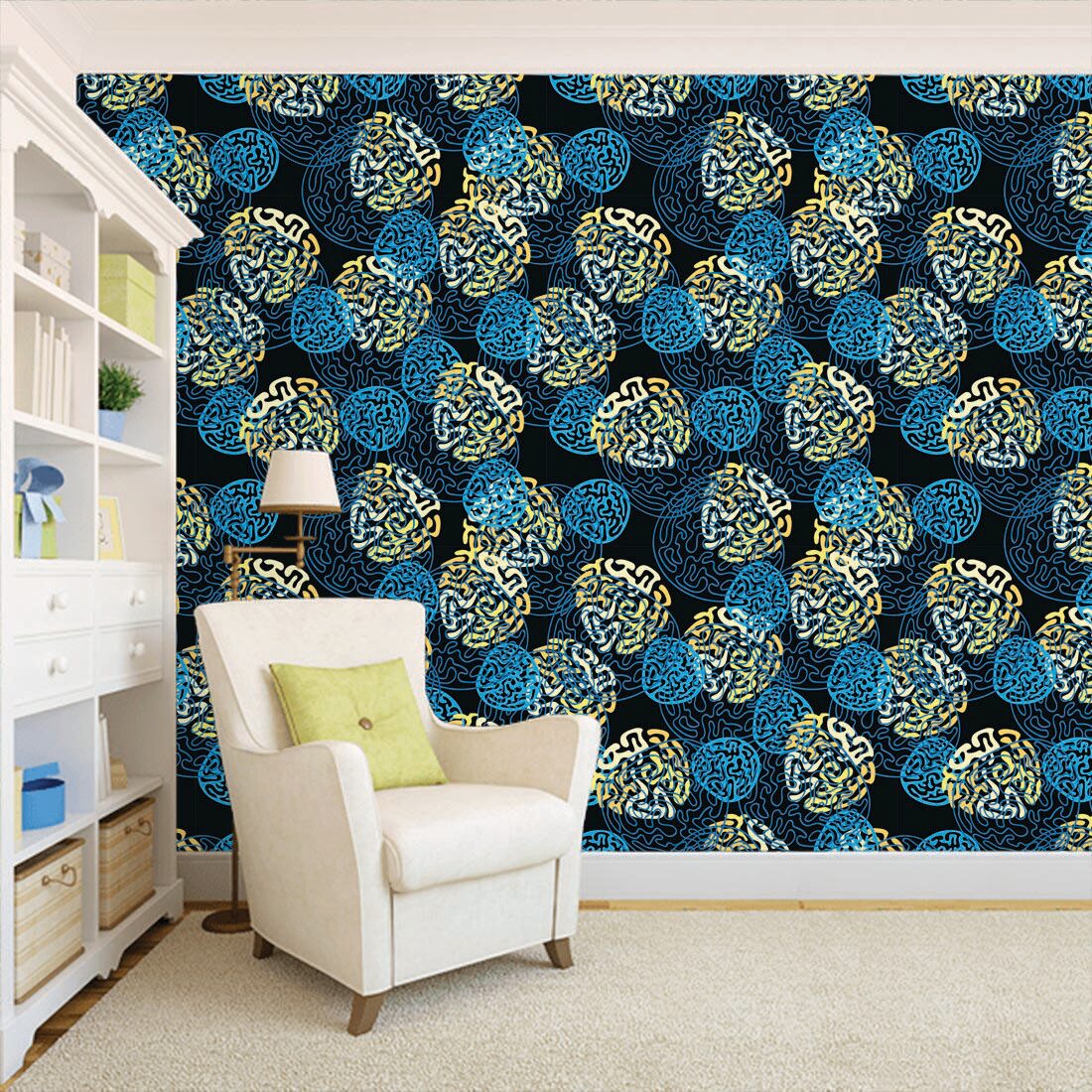

100yellow 3D Theme Printed Blue Color Peel And Stick Decor Wallpaper (PVC Vinyl 26 7 Sqft Multi)