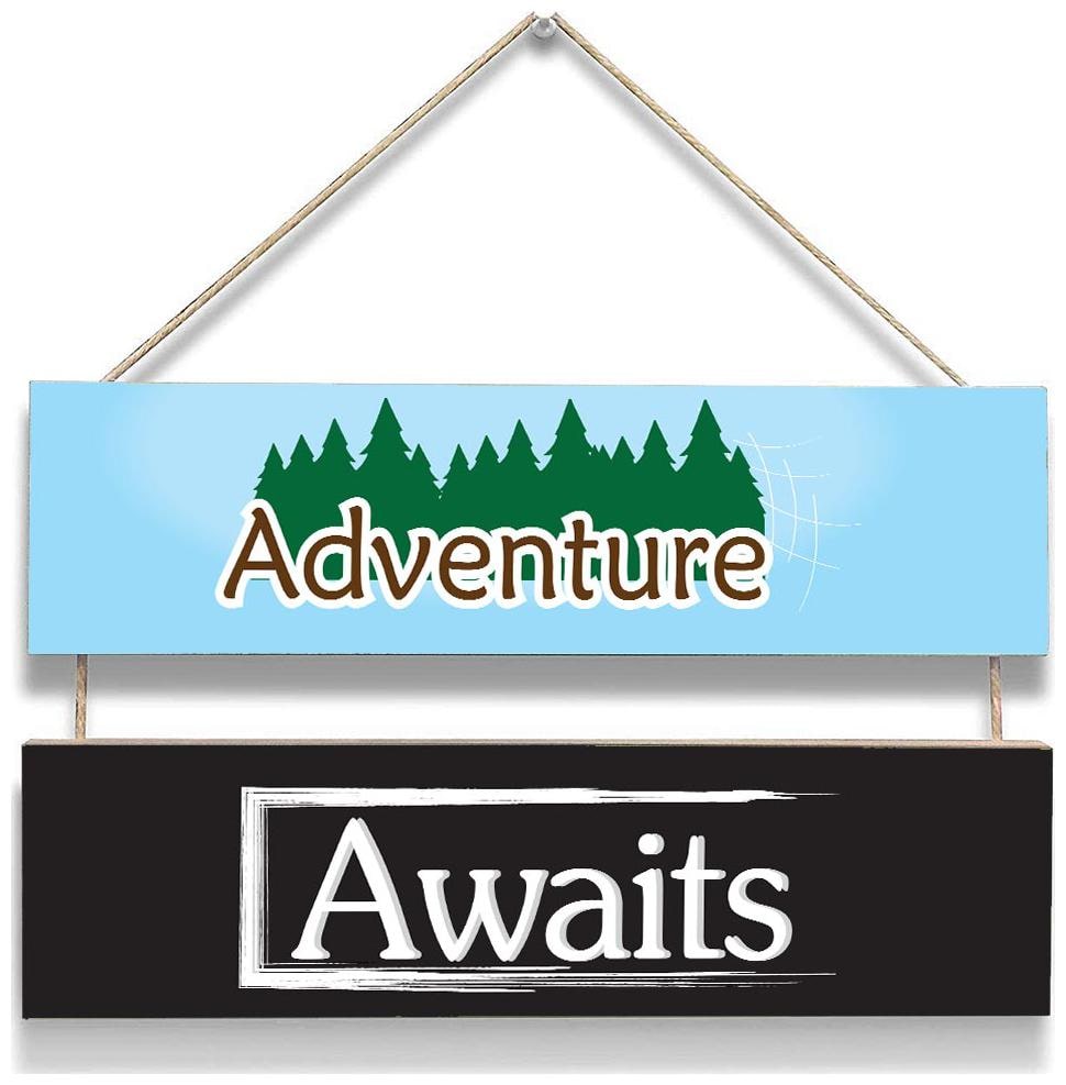 

100Yellow Adventure Wall Door Hanging Board Plaque Sign For Wall Decor