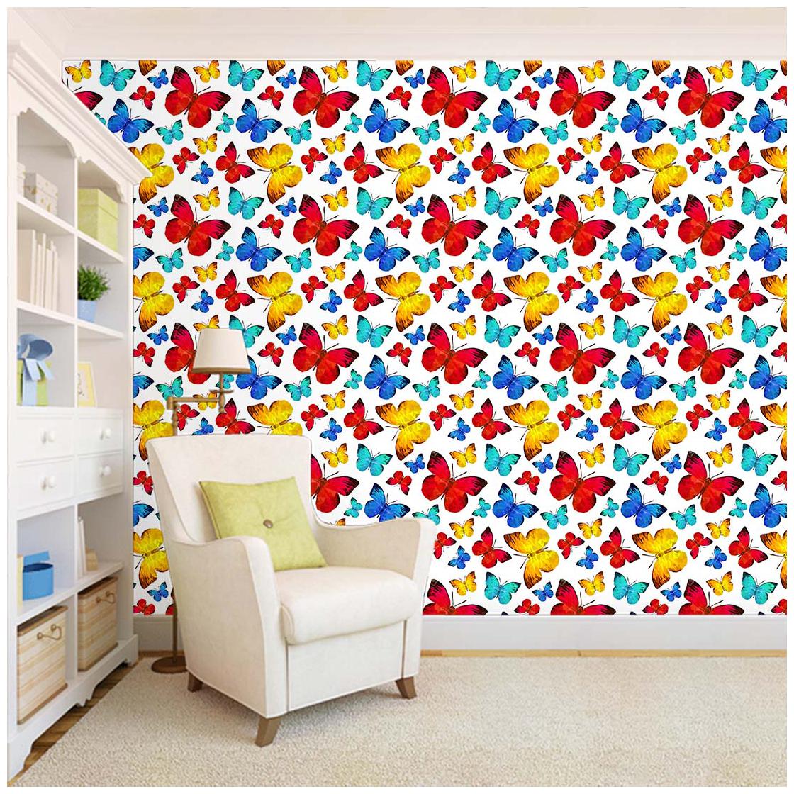 

100yellow butterfly Print Peel and Stick Decor Wallpaper (PVC Vinyl 26 7 Sq ft Multi)