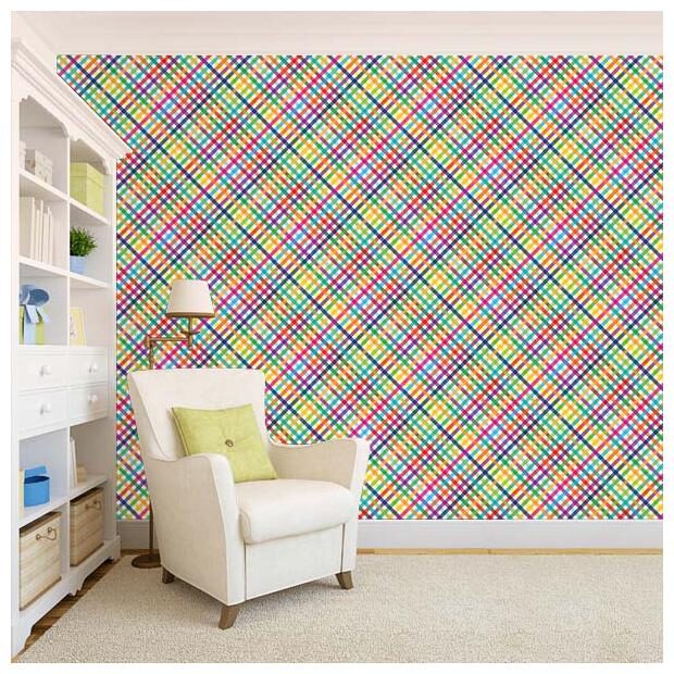 

100yellow Check Printed Peel And Stick Decor Wall Paper (PVC Vinyl 26 7 Sqft Multi)