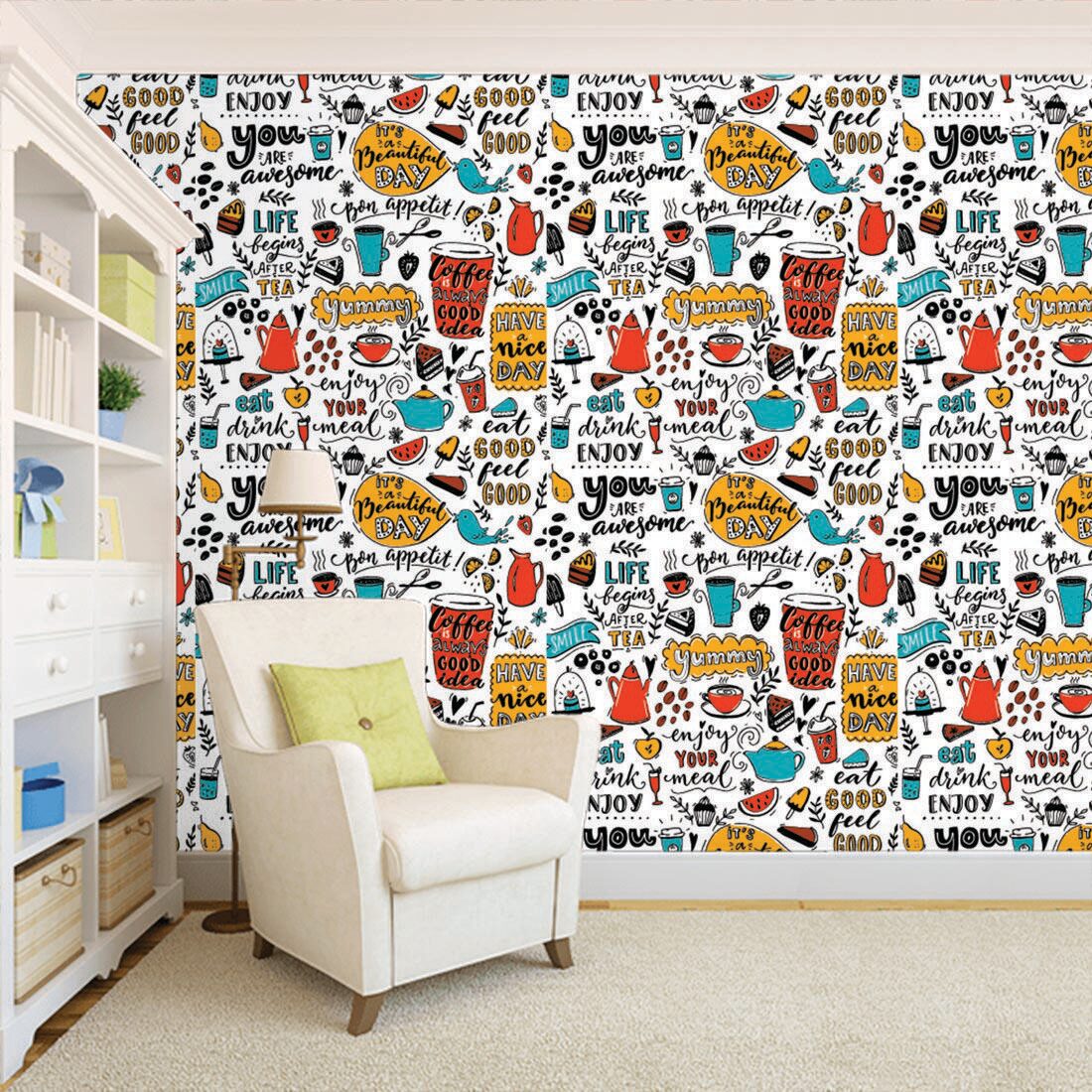 

100yellow Coffee Theme Printed Peel Stick Wallpaper (PVC Vinyl 26 7 Sqft Multi)