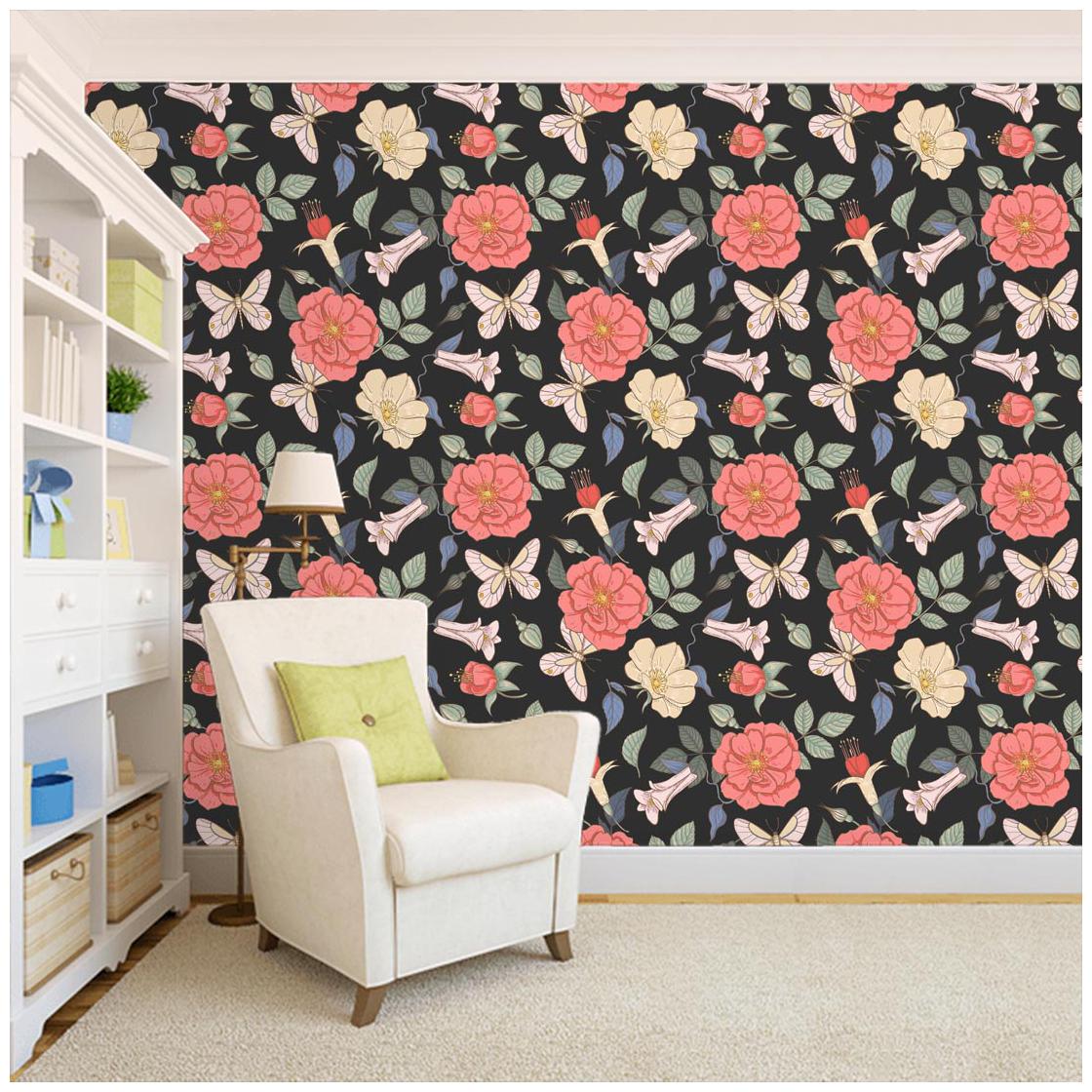 

100Yellow Floral Pattern Sel Peel Stick Waterproof Wallpaper