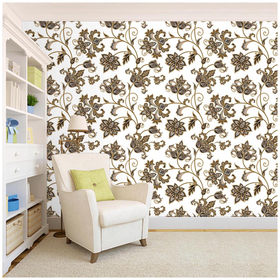 

100Yellow Floral Theme Multi Designer Peel And Stick Wall Pape(PVC Vinyl 26 7 Sqft Multi)