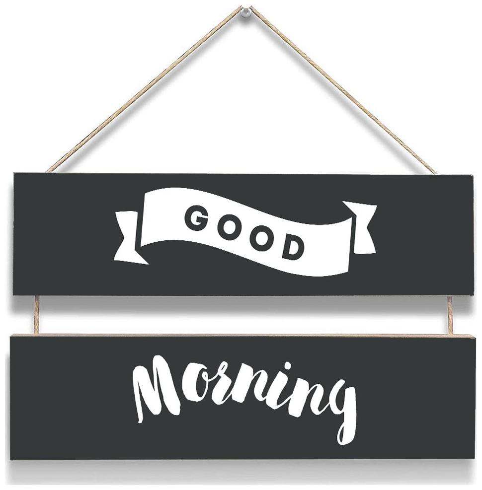 

100Yellow Good Morning Wall Door Hanging Board Plaque Sign For Wall Decor