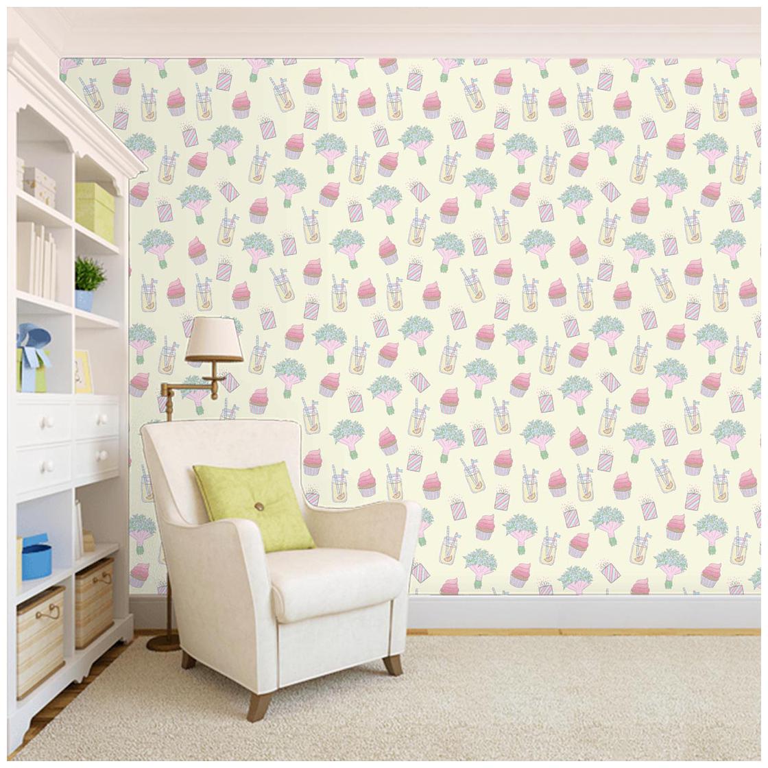 

100yellow Juice Printed Peel and Stick Waterproof Wallpaper for Kids Room (PVC Vinyl 26 7 Sqft Multi)