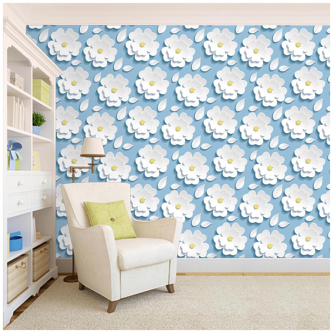 

100Yellow Multi Floral Print Designer Peel And Stick Wall Paper(PVC Vinyl 26 7 Sqft Multi)