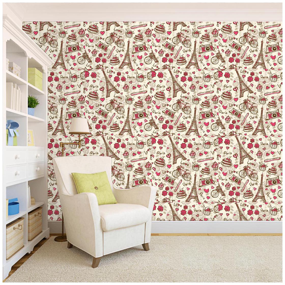 

100Yellow Paris Design Multi Peel And Stick Wall Paper (PVC Vinyl 26 7 Sqft Multi)