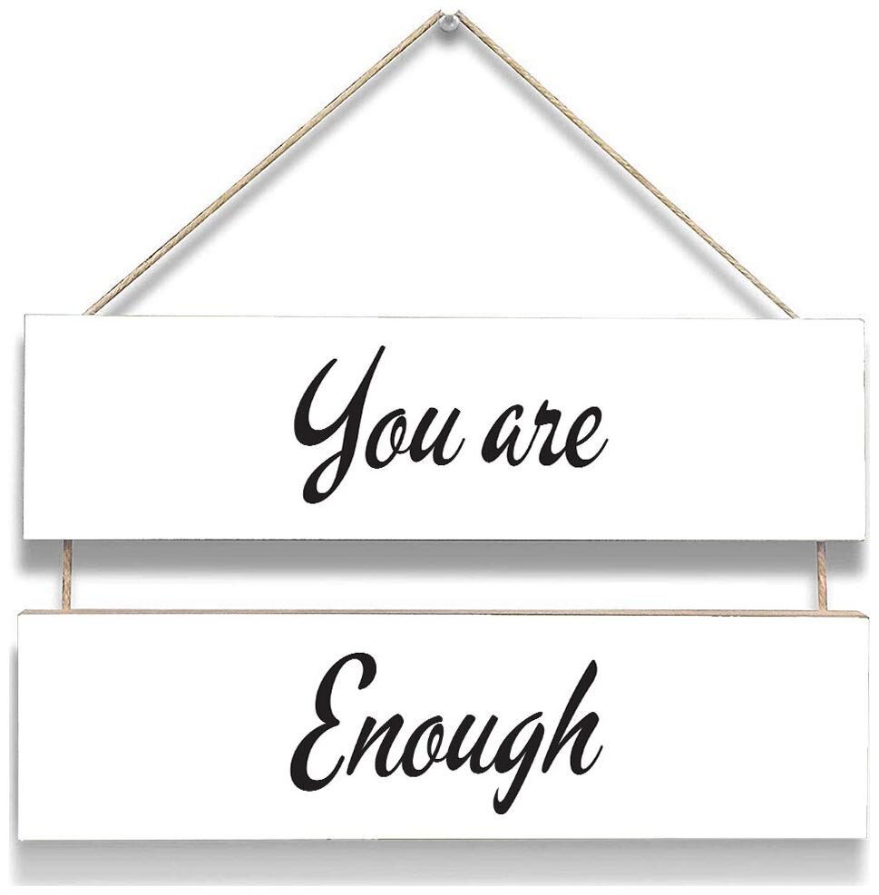 

100Yellow You Are Enough Wall Door Hanging Board Plaque Sign For Wall Decor
