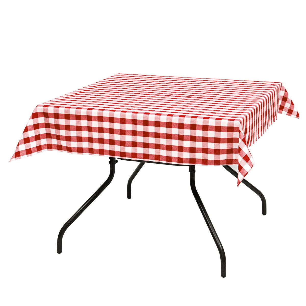 

10Pcs 52 x52 Square Polyester Plaid Tablecloth Red White Checker Home