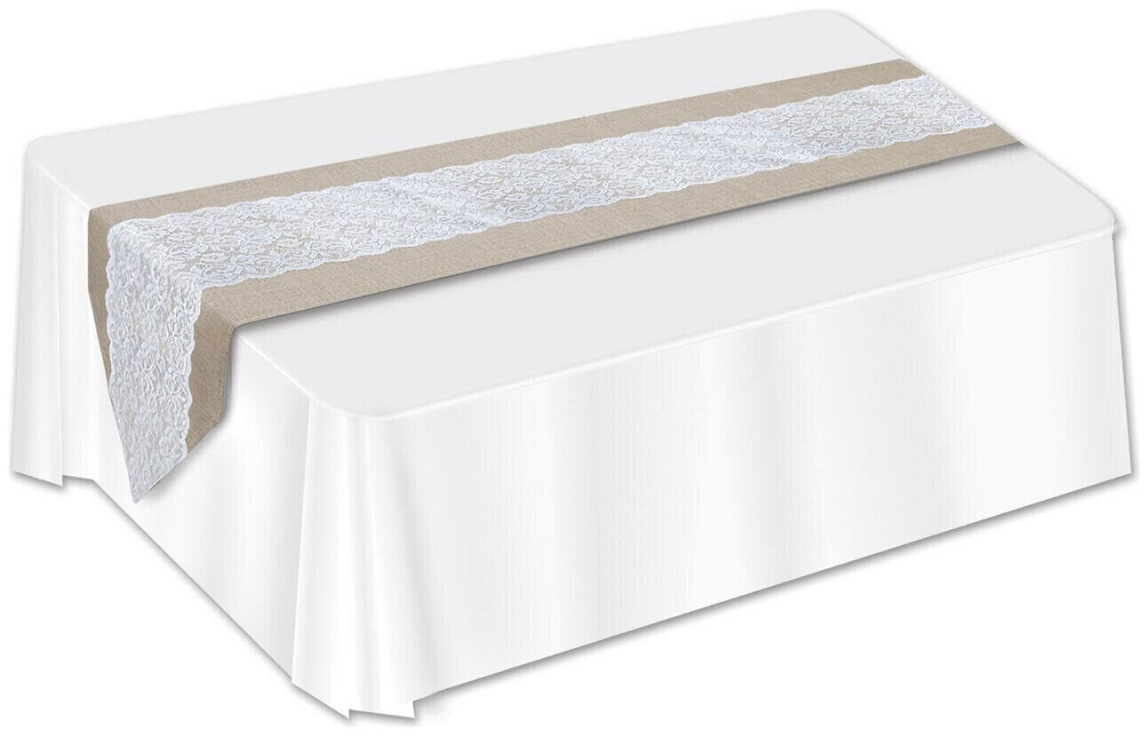 

(12) Lace Burlap Table Runner