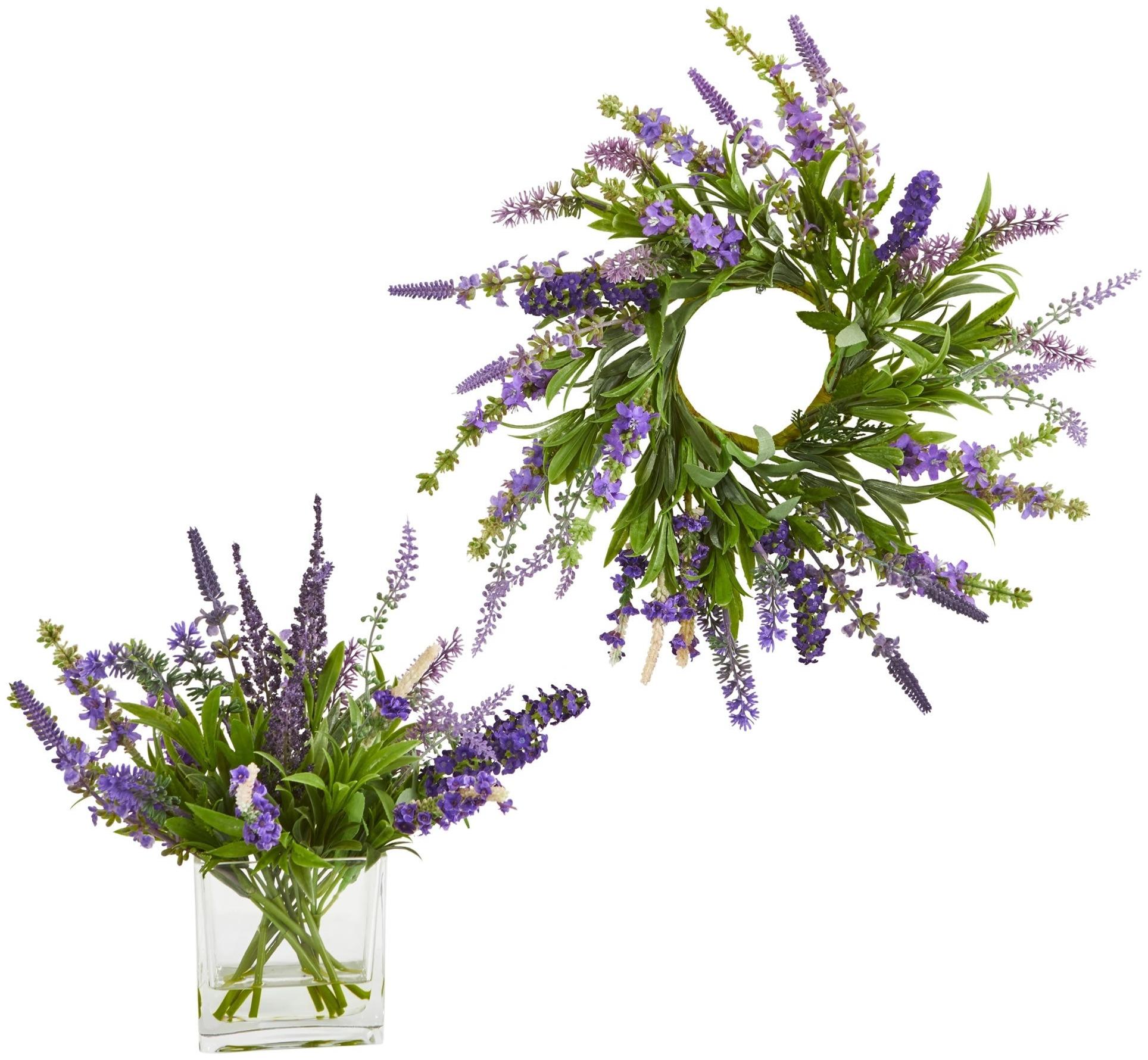 

12 Lavender Arrangement and 14 Lavender Wreath (Set of 2)