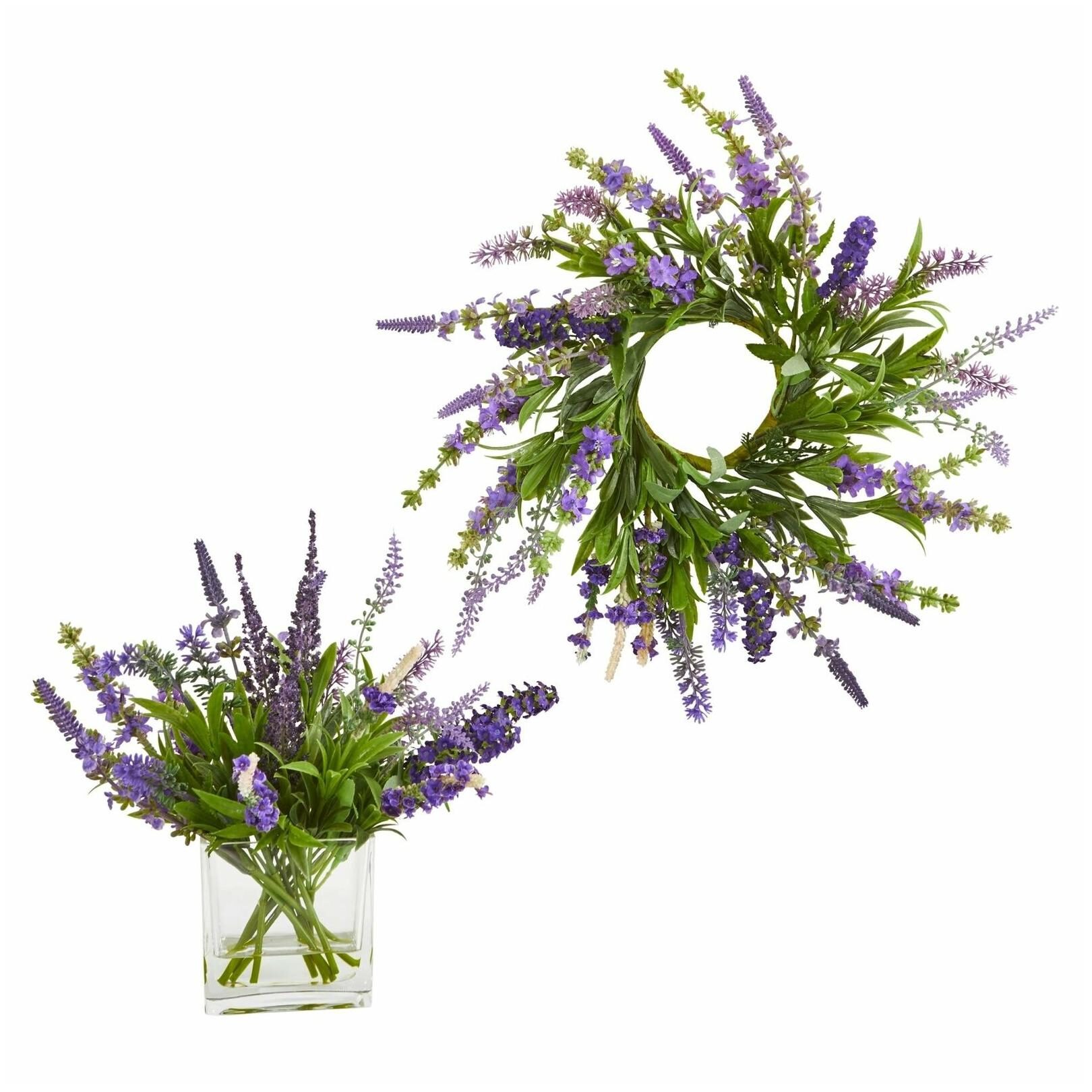 

12 Lavender Arrangement and 14 Lavender Wreath (Set of 2)