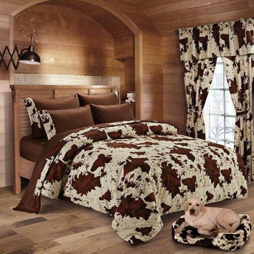 Buy 12 Pc Chocolate Rodeo Cow Print Queen Size Comforter Sheets