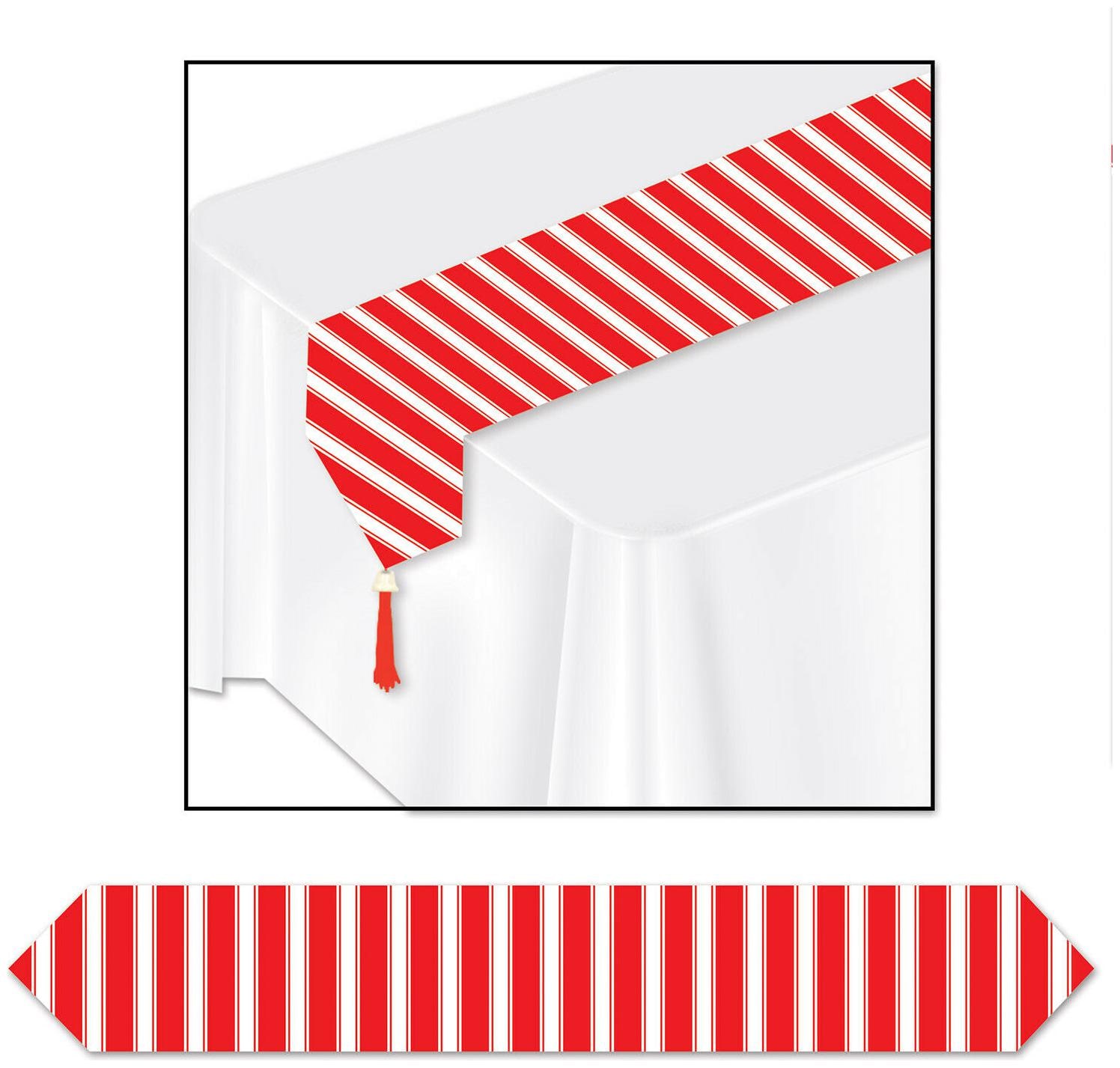 

(12) Printed Red White Stripes Table Runner