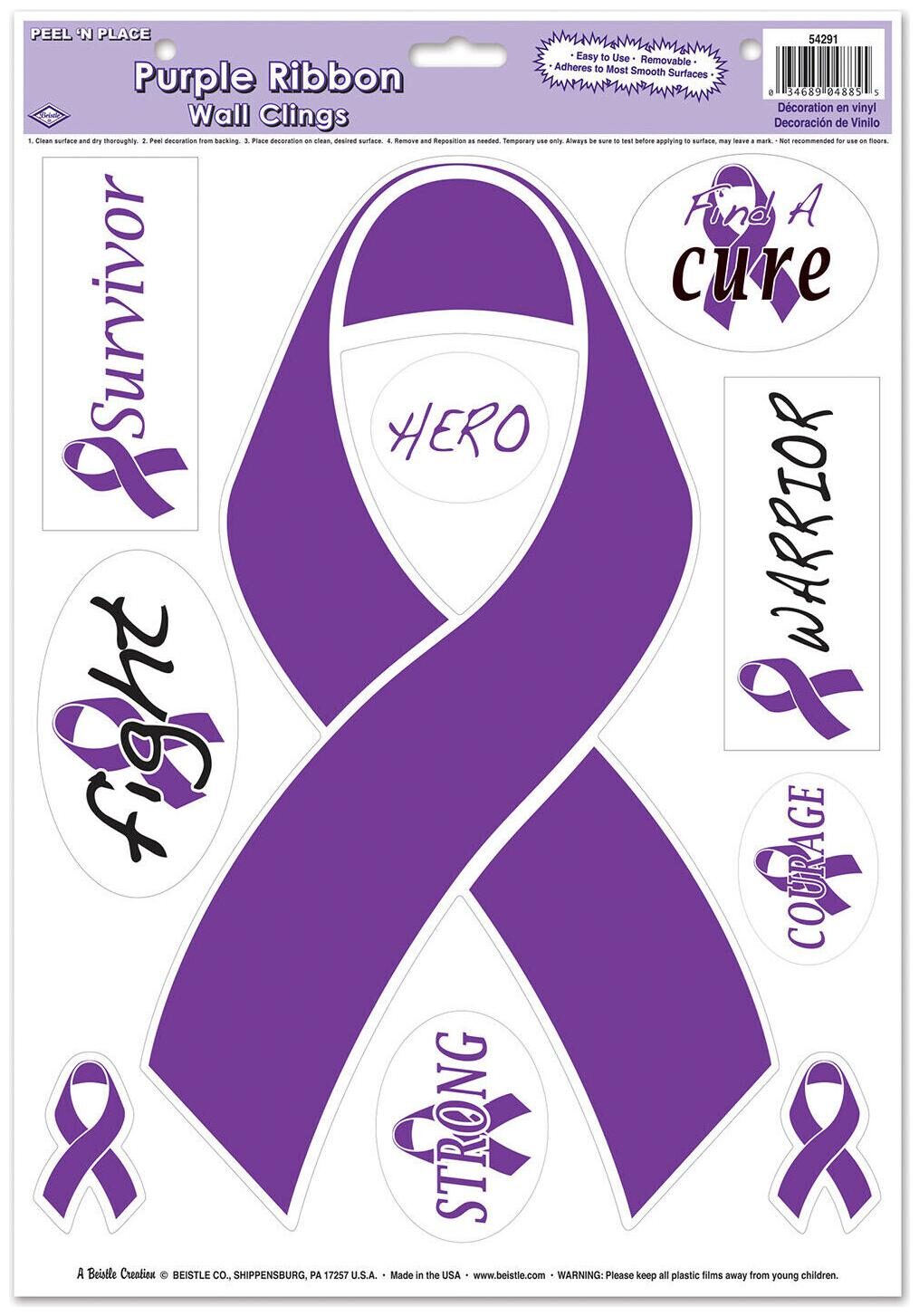 

(12) Purple Ribbon Find A Cure Peel N Place