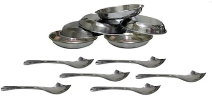 12pcs stainless steel dessert plates with dessert spoons