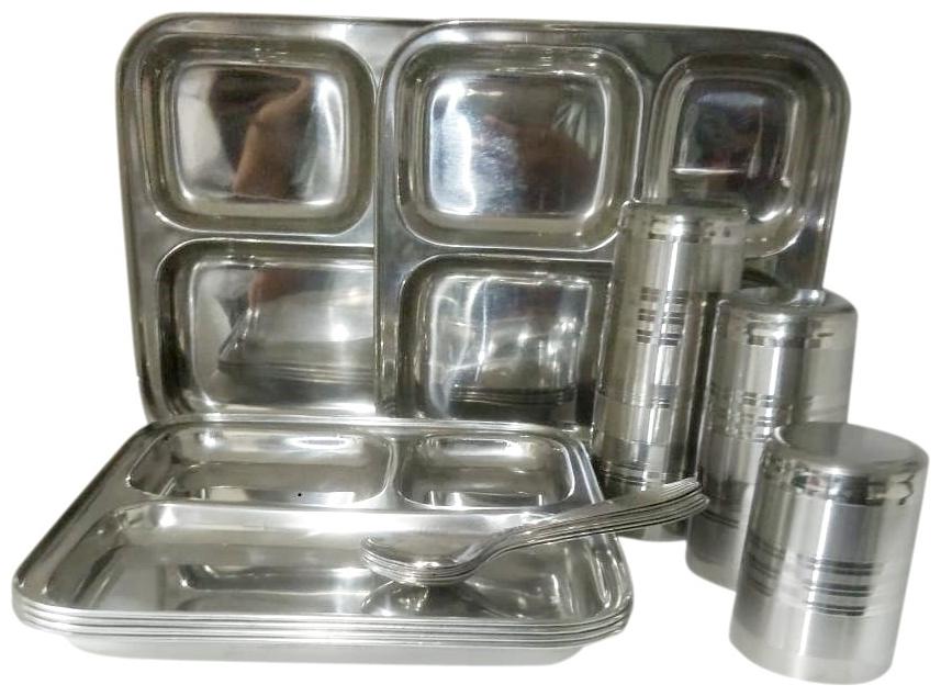 

18 pcs stainless Pav bhaji plate Dinner Set