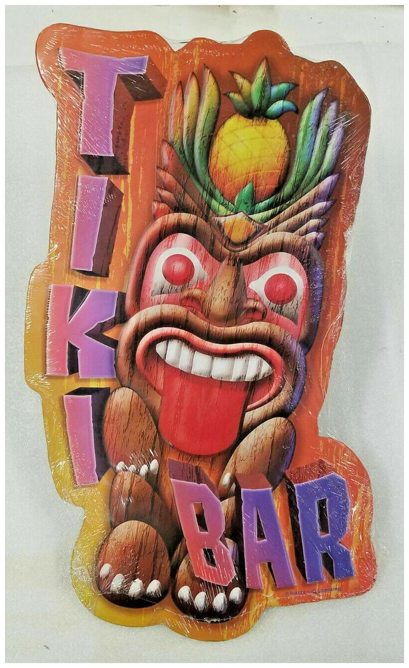 

18 Tiki Bar tropic tropical Hawaii beach home club art embossed USA metal sign