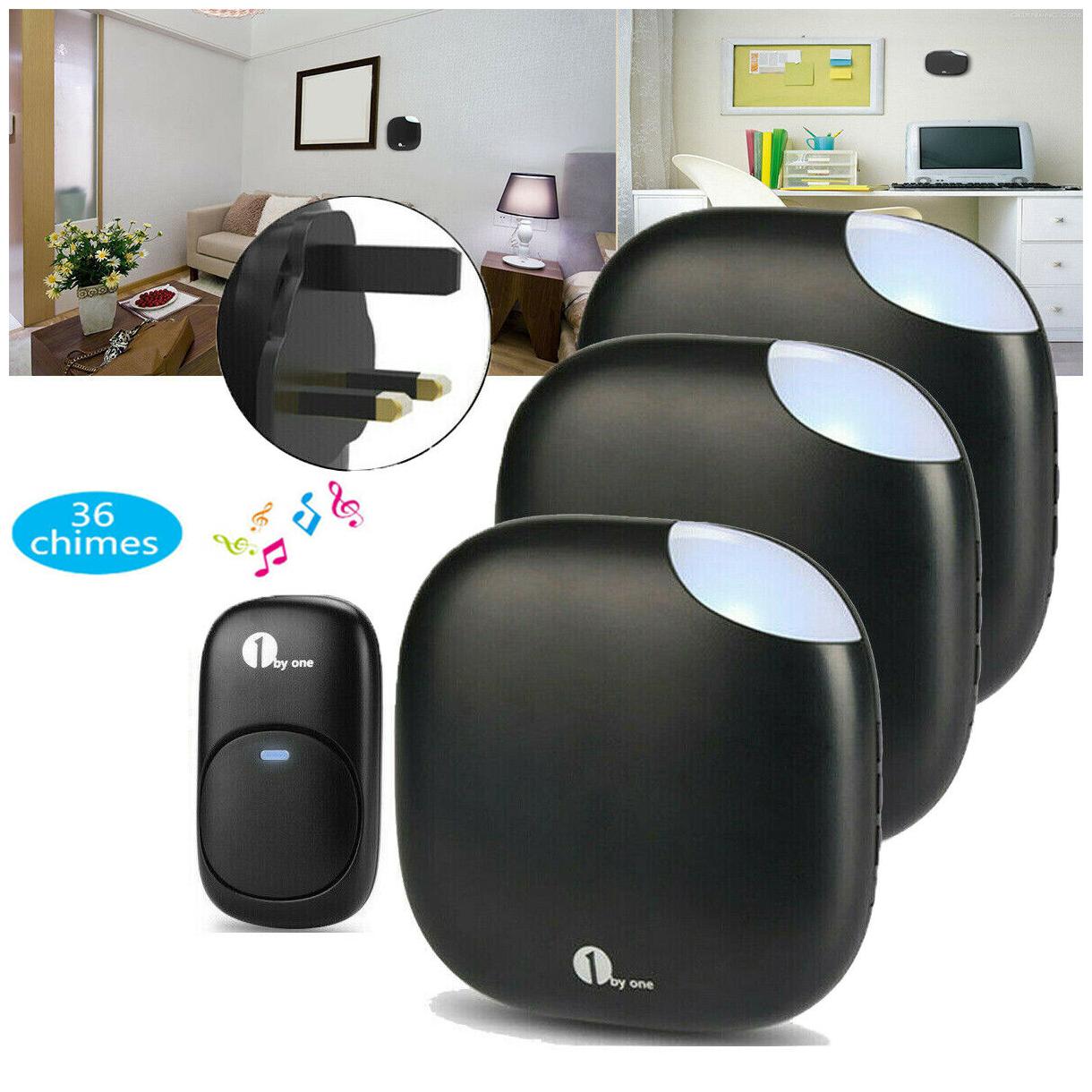 

1byone Wireless Doorbell Plug-in Operated Door Bell 1 Transmitter 3 Receivers