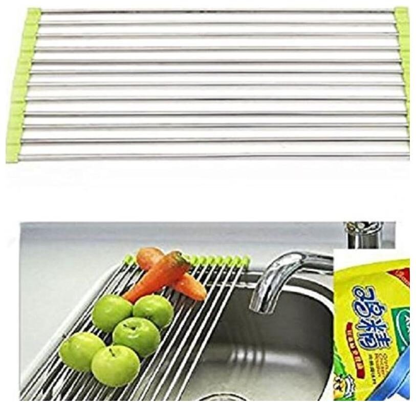 

1Pc Kitchen Holder Stainless Steel Sink Folding Fruit Vegetable Drying Drain Rack Dish Drying Rack Stainless Steel