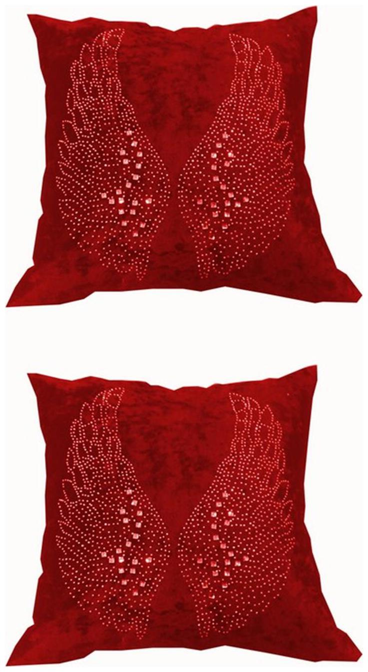 

2 Cushion Covers Handmade Embroidered Beaded by Valtellina