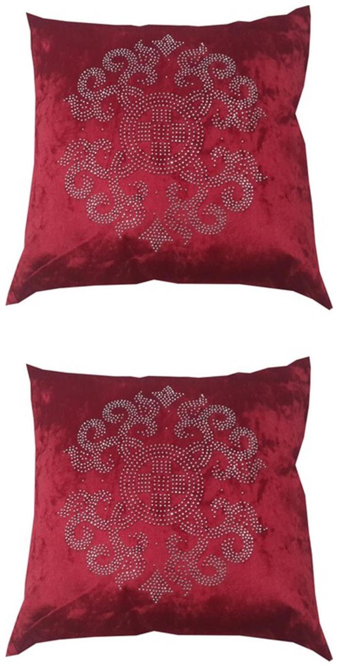 

2 Cushion Covers Handmade Embroidered Beaded by Valtellina