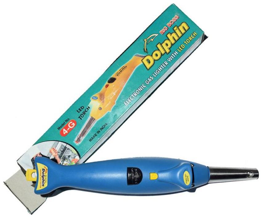 

2 In 1 Kitchen Dolphin Shape Electronic Gas Lighter With Led Torch