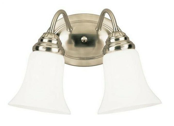 

2 Light Wall Brushed Nickel Finish with White Opal Glass