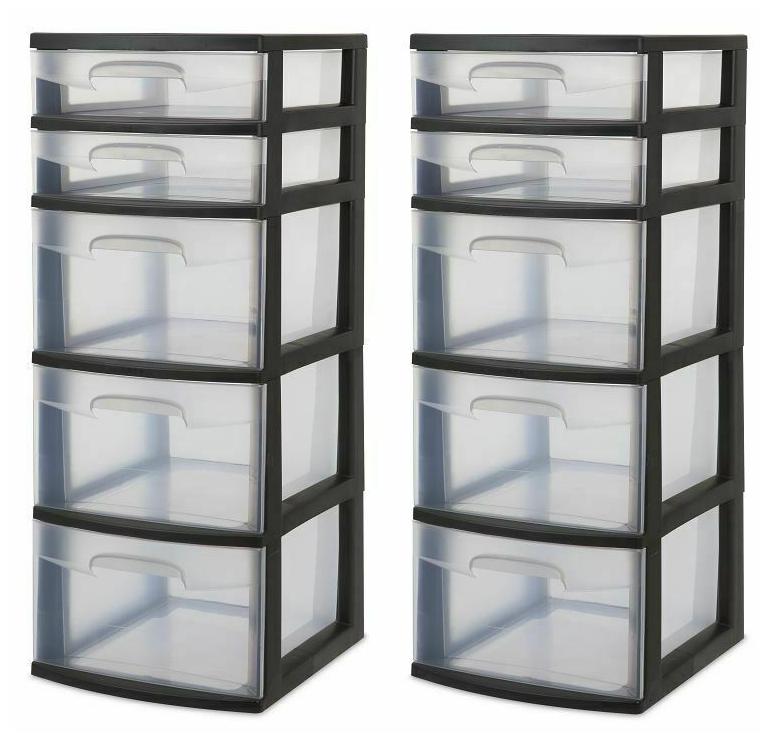 Buy 2 Pack 5 Drawer Storage Tower Organizer Box Home Room Clear