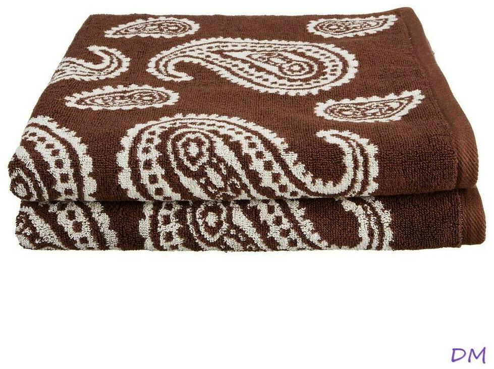 

2-pc Chocolate Brown Egyptian Cotton Loop Paisley Pattern BathTowels