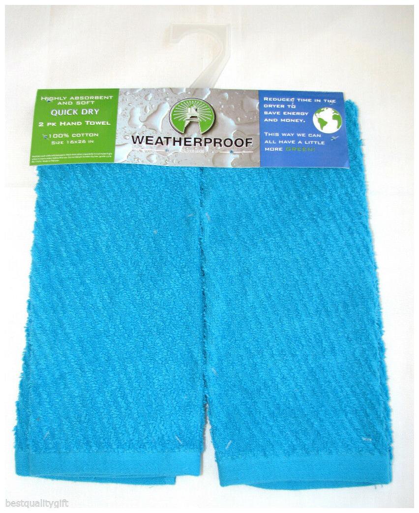 

2 PC SET WEATHERPROOF HIGH ABSORBENT SOFT 100 COTTON BLUE HAND TOWEL 16 x 26
