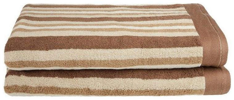 

2-pc Superior Chocolate Striped 100 Cotton Bath Sheet Towels 34 x 68