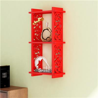 

2 Pocket Carved Wall Shelf