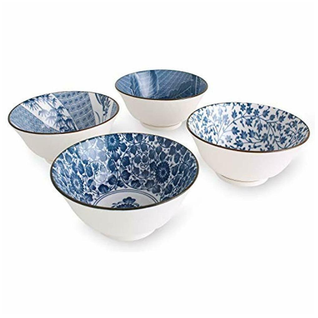 

20-Ounce Cereal Bowls For Soup Salad Assorted Designs Blue And White Patterns Of