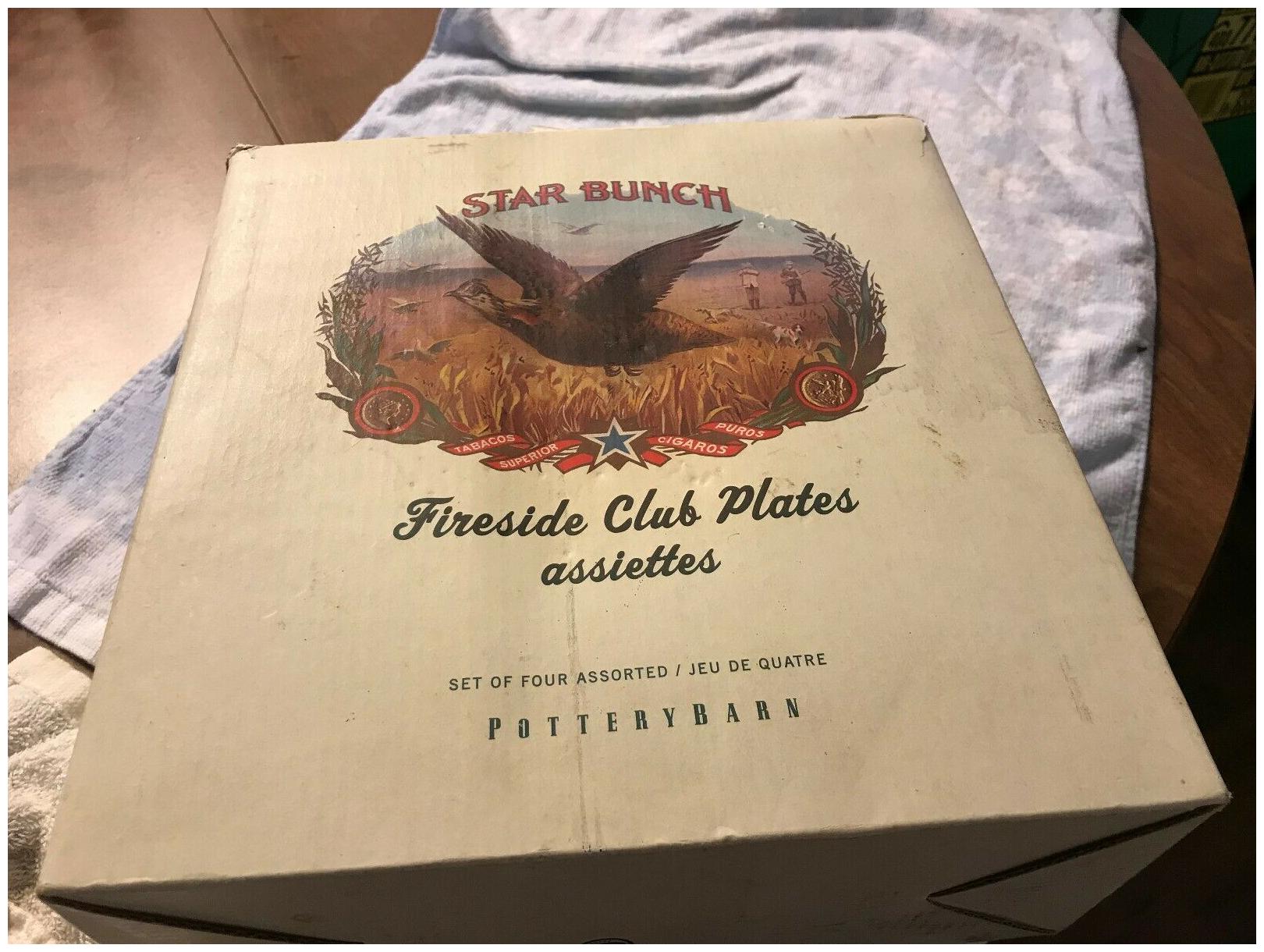 

2002 POTTERY BARN STAR BUNCH FIRESIDE CLUB 8 1 4 PLATES 4 PC SET Assorted NIB