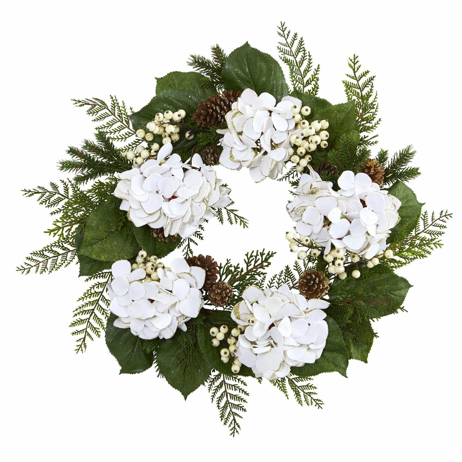 

24 Gold Trimmed Hydrangea and Berry Wreath