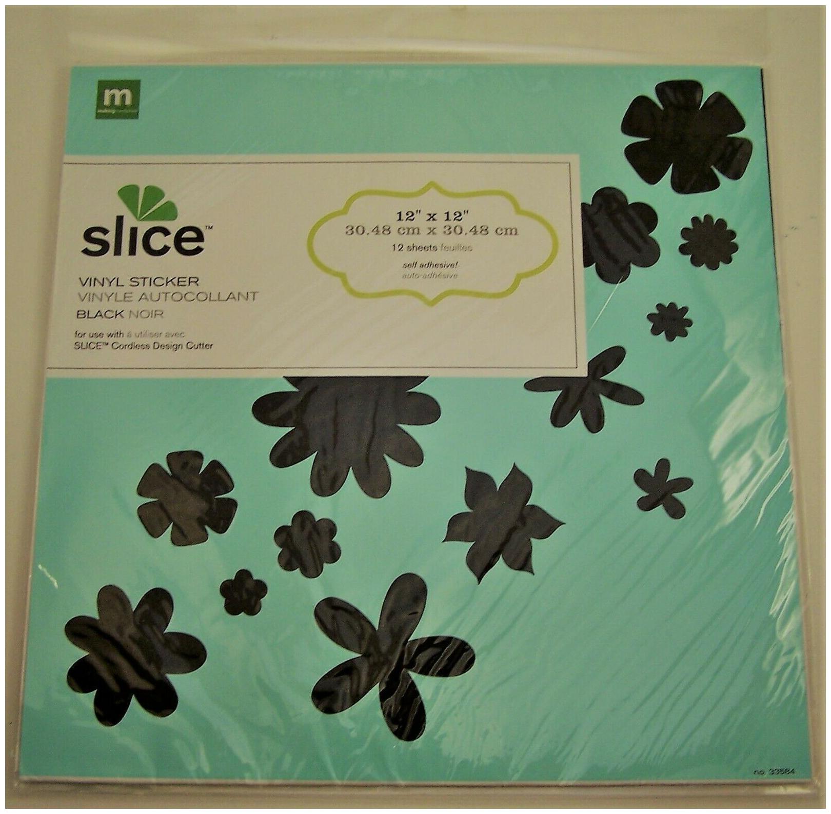 

24 Slice Black Self-adhesive Vinyl Sticker Sheets 12x12