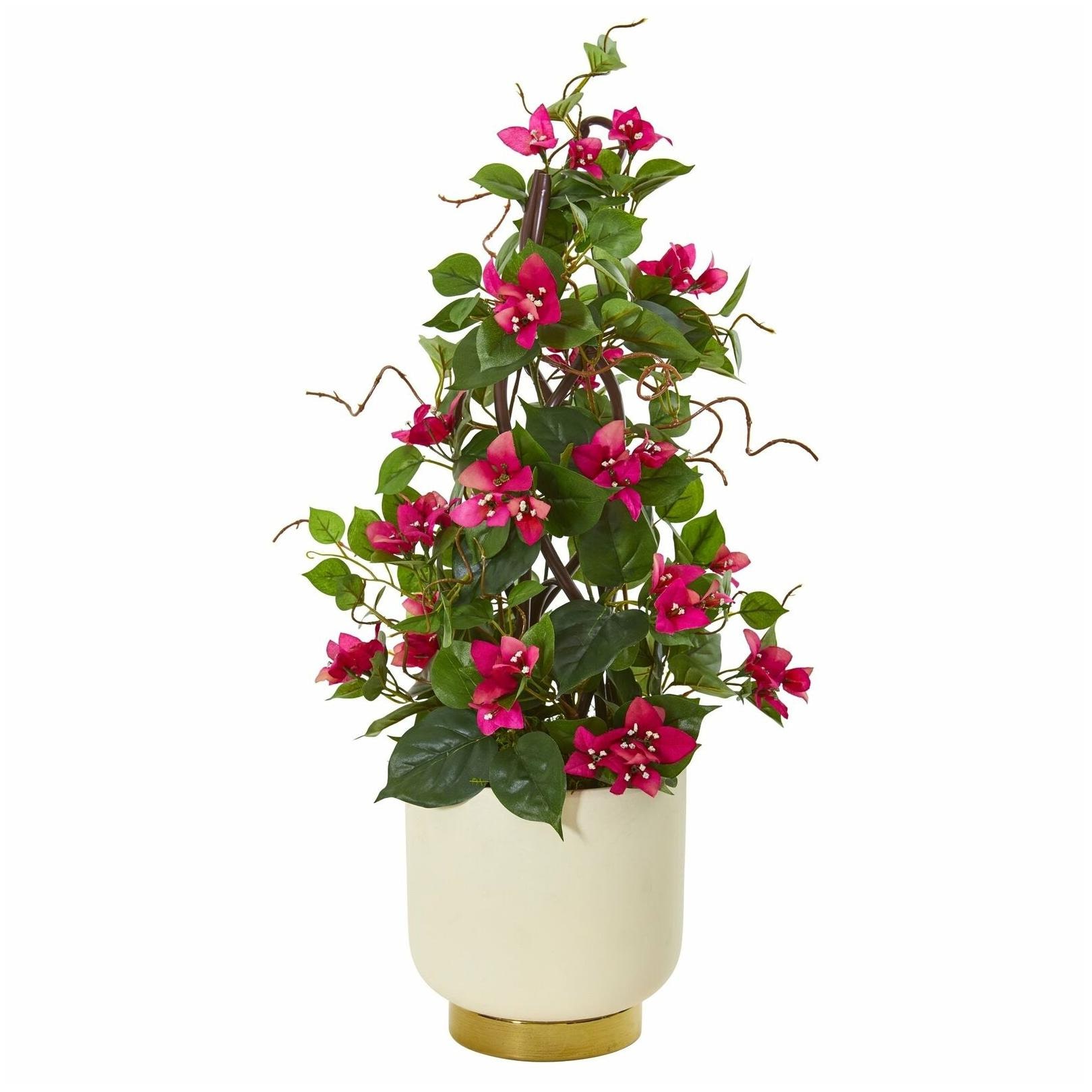 

26 Bougainvillea Artificial Plant in White Designer Bowl
