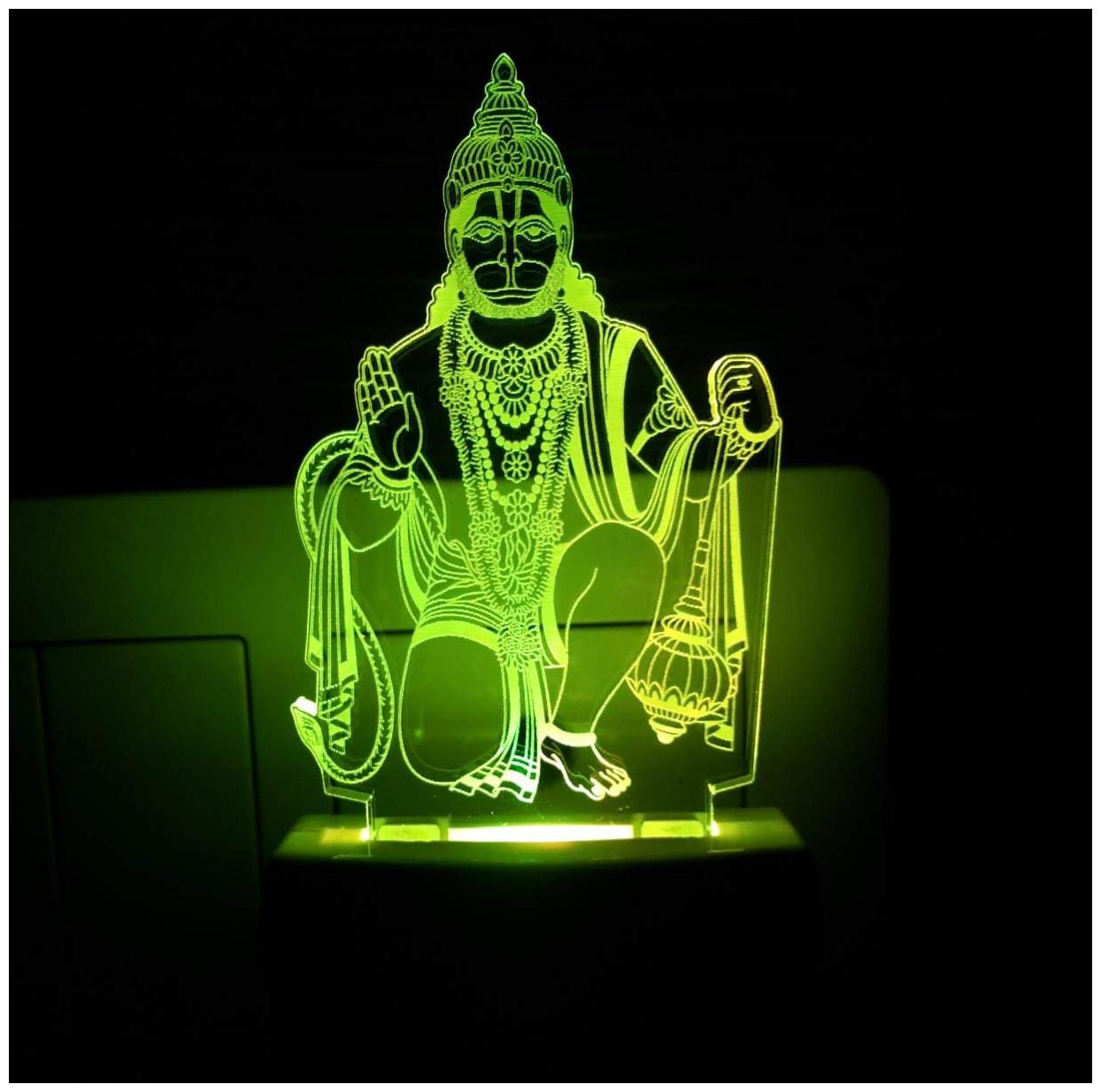 

2Mech Balaji Hanumanji Acrylic Colour Changing 3D Illusion LED Night Lamp (Multicolour)