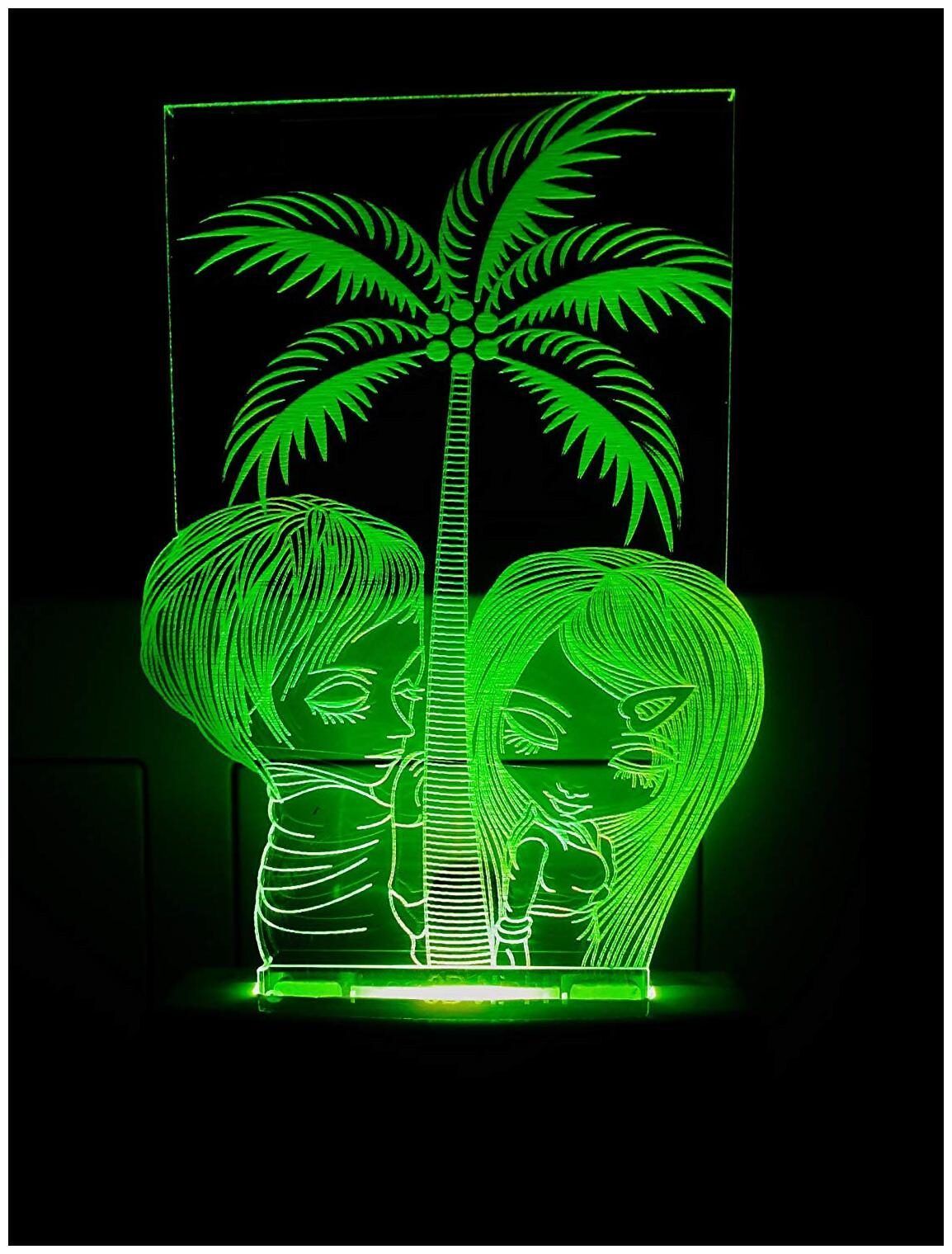 

2Mech Love couple Coconut Tree Acrylic Colour Changing 3D Illusion LED Night Lamp (Multicolour)
