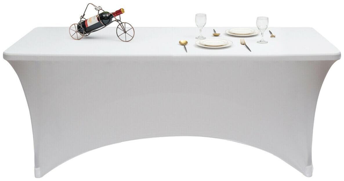

2Pcs 6ft Rectangular Spandex Table Cover Stretch Fitted Tablecloth Outdoor White