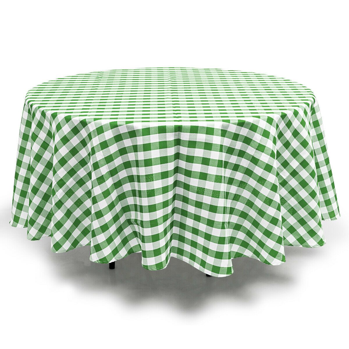 

2PCS Gingham Checkered Tablecloth 90 Polyester Linen for Wedding Green White