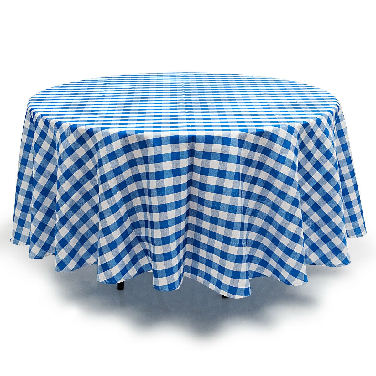 

2PCS Gingham Checkered Tablecloth 90 Polyester Linen for Wedding Blue White