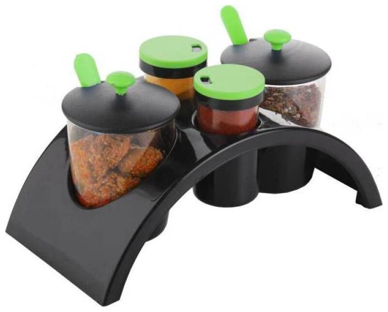 

2X2 spice and Pickle set mouth Freshers Set Dry Fruit Set With Extra Ordinary Stand (Black Green) 1 Piece Condiment Set (Plastic)