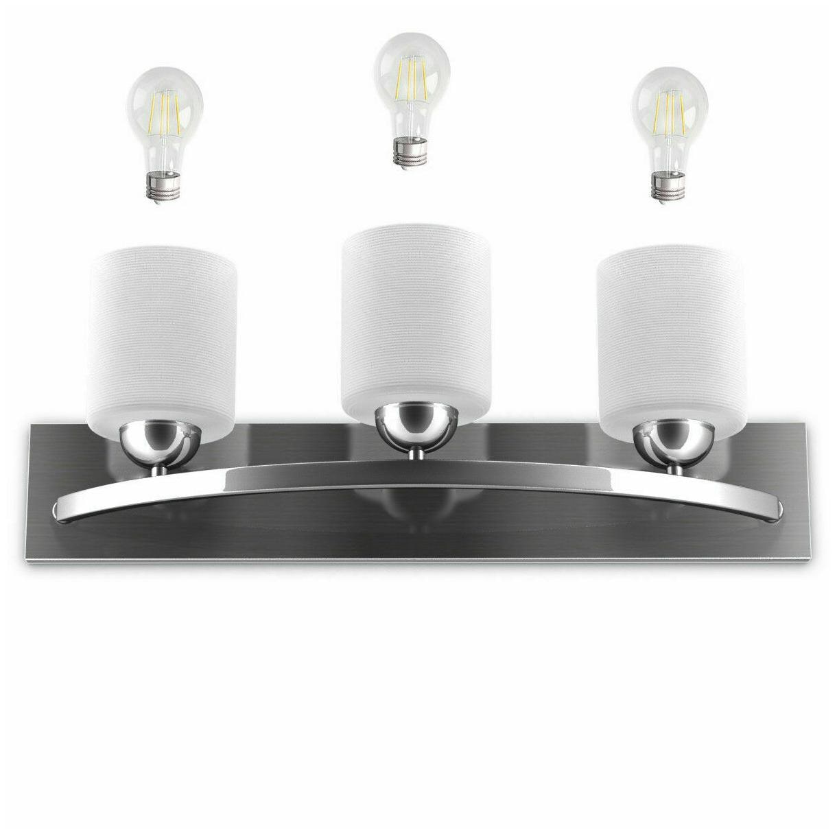 

3 Light Modern Glass Wall Sconce Vanity Toilet Bathroom Lamp Light Shade