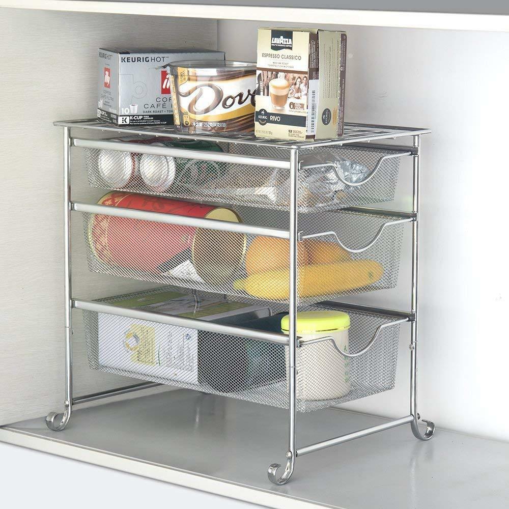 Buy 3 Tie Under Sink Pantry Organizer Rack Sliding Out Basket