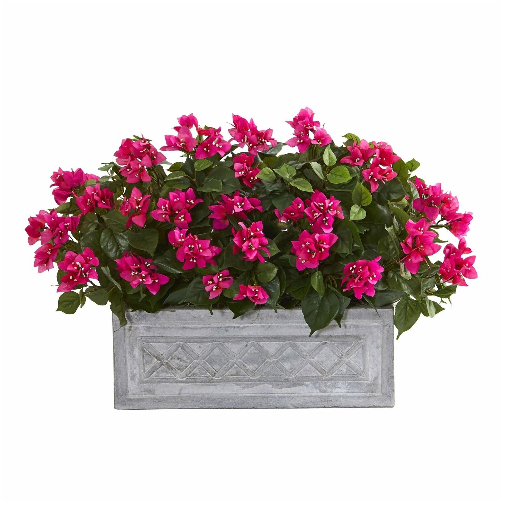 

30 Bougainvillea Artificial Plant in Stone Planter - h30 h30 in w20 in