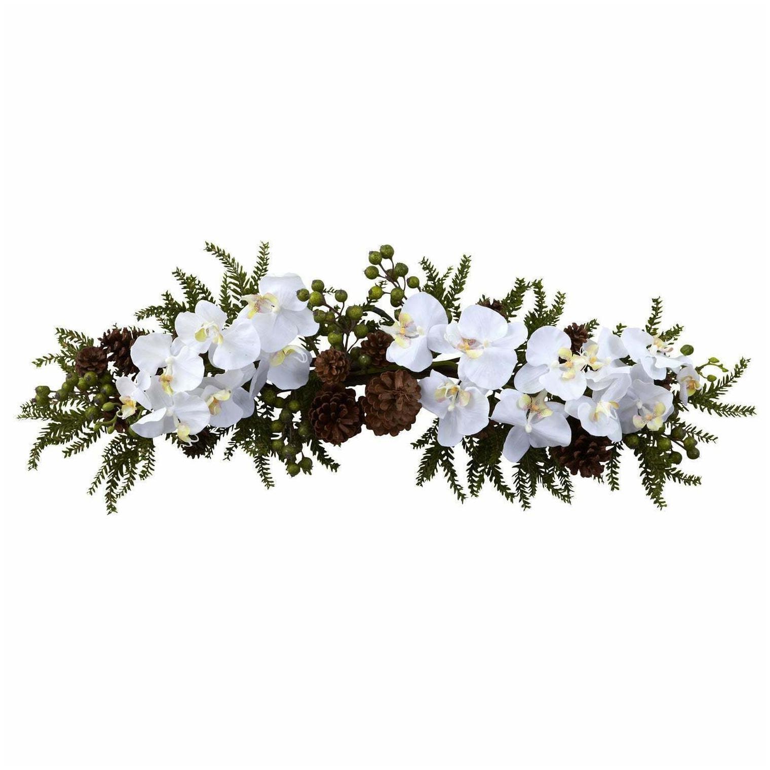 

30-inch Phalaenopsis Orchid and Pine Swag Decorative